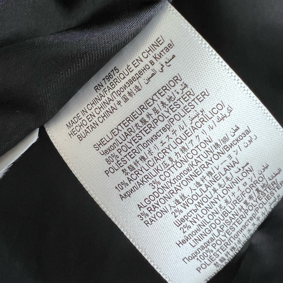 BCBGeneration Navy Plaid Velvet Trim Warm Winter Coat size Small - Picture 11 of 12